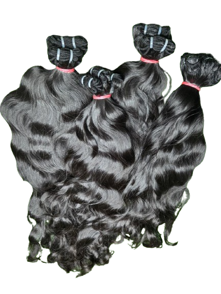 Raw wavy and curly human hair